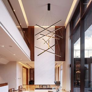 Black Gold Modern LED Chandelier - Creative Aluminum Lighting for Living Room, Dining, and Bar