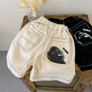 Shorts Modis Celana Pendek Anak Elastis Pinggang Atas Lutut Panjang Longgar Lurus Desain Modern Kasual Musim Panas Uniseks 230426