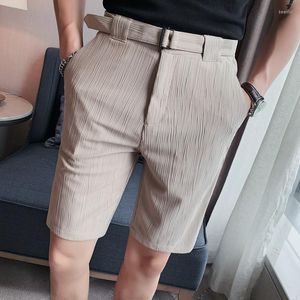 2024 New the Men's Style Shorts Summer Leisure for Men Shorts/male High Quality Business Lce Silk Stripes Suit Black Grey Khaki 29-36 /male