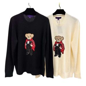Дизайнерский свитер Ralphs Laurens, новинка осени/зимы высшего качества, красный клетчатый плащ, кашемировый свитер с медвежонком, женский, свободный и удобный