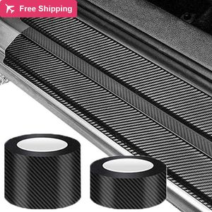 3/5M rullar kolfiberbil klistermärke Auto Door Trunk Protective Strip Auto Door Threshold Anti Scratch Tape Watertproof Decal