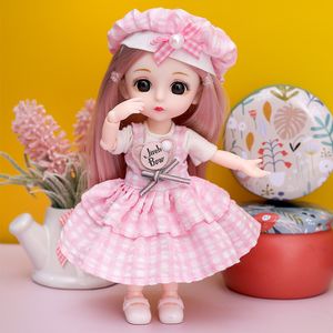 人形13 Movable Jointed Princess Dolls Toys Mini 16cm 112 BJD Doll Girls Toys 3D Eyes Makeup Dolls with Clothes230427