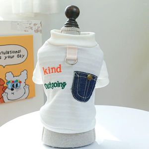 Abbigliamento per cani Lettere Ricamo Abbigliamento a due piedi Tipo amichevole Pullover a maniche corte in uscita Colore bianco Maglione per animali domestici Vestiti per gatti