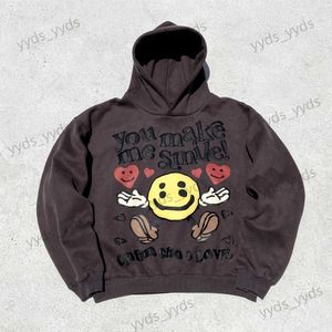 Herrtröjor tröjor groda drift cpfm ansiktsskum tryckt hiphop streetwear lösa överdimensionerade toppar rock huva pullover hoodies för män t231127