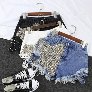 Shorts 2019 Damska marka mody vintage Tassel Nirit Rivet Drined High Talies Krótkie dżinsy Punk Sexy Hot Woman Denim Shorts