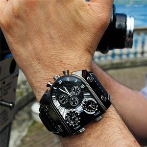 Relógios de pulso relógios masculinos do Alcão Casual Casual Strapwatch Sport Sport Multi Temporal Zone Relógio Grande Dial
