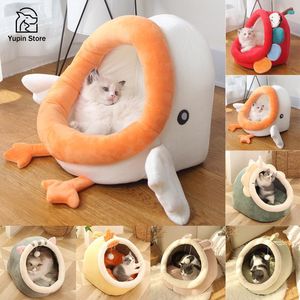 Mats Cat House Bed with Removable Cushion Pad Cozy Kitten Cave Cute Pet Tent Beds for Cats Puppy Small Dogs