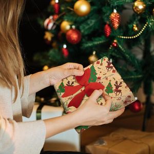 Presentförpackning 1st DIY Herrkvinnors barns julinpackning pappersgåvor lastbil rutig snöflinga gröna män