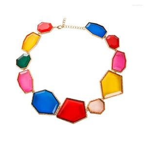 Choker Big Statement Kvinnor Multi Colors Acrylic Harts Necklace For Party Wedding Gold Geometric Fashion Jewelry