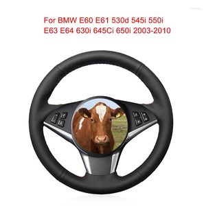 Steering Wheel Covers DIY Cowhide Leather Car Cover Customized Wrap For E60 E61 530d 545i 550i E63 E64 630i 645Ci 650i