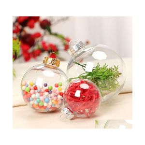 Christmas Decorations 50Pcs Golden Siery Transparent Ball Plastic Baubles Clear Fillable Xmas Tree Hanging Ornament Decor Toys Year Dh8Vi