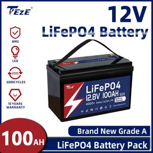 12V 100AH LiFePO4 Akkupack Bulit-in BMS Wiederaufladbares Lithium-Eisen-Phosphat für Camper Off-Road Solar Energe EU US NO Tax