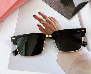Square Sunglasses Gold/Black Half Frame Women Shades Sunnies Gafas de sol UV400 Eyewear with Box