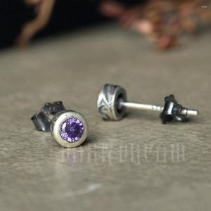 Orecchini a bottone arrivo cristallo viola semplice argento sterling 925 per gioielli piercing all'orecchio da donna