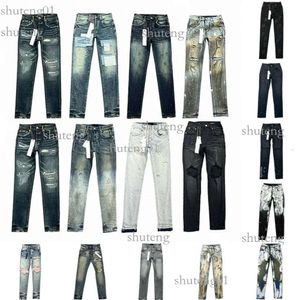 Designer för män kvinnor byxor lila varumärke jeans sommarhål 2023 ny stil broderi själv 583 558 8