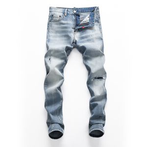 DSQ Slim Blue Men's Jeans Cool Guy Jeans Classic Hip Hop Rock Moto Casual Design Ripped Distressed Denim Biker DSQ2 Jeans 412