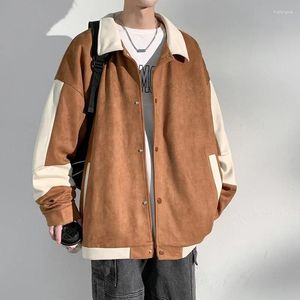 Мужские куртки, осенняя замшевая куртка, мужская модная бейсбольная форма большого размера, уличная одежда в стиле хип-хоп, свободный бомбер, мужское короткое пальто