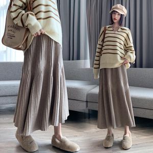 Lounge 5579# Autumn Winter Thick Warm Knitted Maternity Skirts Elastic Waist Belly A Line Loose Clothes for Pregnant Women Pregnancy