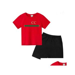 Kleidungssets 3 Modelle Sommer Designer Kleidung Kinder Kurzarm T-Shirt Shorts Rundhals Zweiteilige Sportbekleidung für Jungen und Mädchen D DHZBC