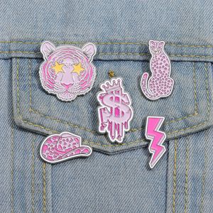 Alfinetes de esmalte rosa fofos broches de metal kawaii para mulheres e meninas joias da moda