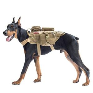 Vests Military Tactical Dog Vest Service Dog Vest Harness Army Training Hunting Dogs Vest With Pouches Water Bottle Carrier Bag