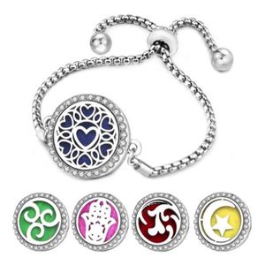 Aromaterapi armband diffusor locket träd av liv justerbar parfym eterisk olja diffusor armband kristall magnet för kvinnor gc2083