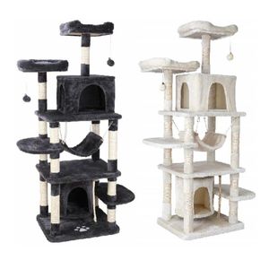 Scratchers Pet Cat Tree H170cm House Condo Toy Scratching Post For Cats Wood Climbing Tree Tree Tree Towers Möbler snabb inhemsk leverans