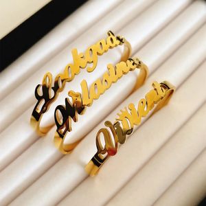 Bracciale con nome personalizzato per donna Bracciale con lettera regolabile in acciaio inossidabile per bambini Gioielli personalizzati 231127