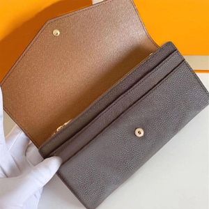 M60531 60668 Fashion Women Clutch Portfel Hasp Skórzane portfele Panie Długa klasyczna torebka z pomarańczową kartą 261o