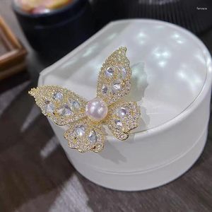 Brosches Korea Micro-Inset Zircon Pearl Farterfly Luxury Insect Pin Y2K Accessories