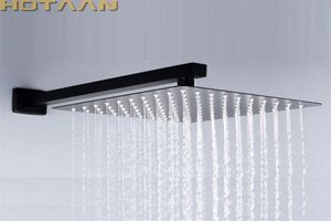 20CMX20CM Black Rain Shower Ultra Thin Head With Arm Chuveiro Ducha 40cm Armaccessorie Banheiro 2204017200816