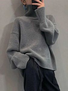 Swetery dla kobiet damskie golf sweter jesienne zima koreańska moda luźna czarna długie rękawy top stały kolor prosty swobodny pulovery ZLN231127