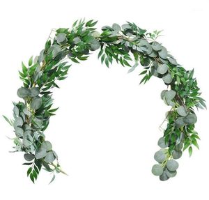 Guirlanda de eucalipto artificial de seda falsa folhas de eucalipto artesanal guirlanda vegetação cenário de casamento arco decoração de parede1307u312J5616362