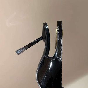 Designer heels Office Patent leather Pointed toe Slingback Dress Shoes sandals leather outsole career pumps Women's luxury womandress des chaussures