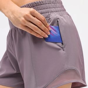 Pantaloncini caldi a vita alta Pantaloni sportivi con cordino continuo Yoga atletico ad asciugatura rapida Sport foderati integrati Leggero allenamento attivo Palestra