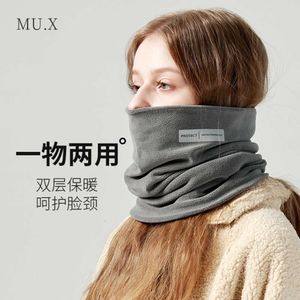 De Rong autunno e inverno sciarpa protettiva per il collo calda in peluche per donna, ciclismo all'aperto, versione coreana, maschera per il viso lavorata a maglia resistente al freddo