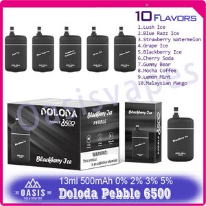 Authentische Doloda Pebble 6500 Puff Einweg-E-Zigaretten-Puffs, 13 ml, vorgefüllter Liquid Vape Pen, 500 mAh, wiederaufladbarer Akku, Verdampfer, 10 Geschmacksrichtungen