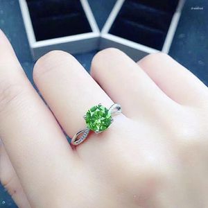 Klusterringar naturliga äkta grön peridot runt liten ring 6 6mm 1ct ädelsten 925 sterling silver fina smycken kvinnor x219304