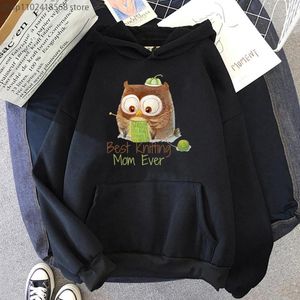 Herrtröjor finger-knitthoodie rolig tryck stickning mamma någonsin tröja kvinnor kläder y2k sudadera harajuk streetwear tracksuit män