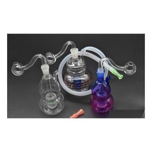 Smoking Pipes Glass Bong Water Inline Perc Recycler Bubbler 10Mm Joint Hookah Mini Bongs With Hose And Bowl Mouth Filter Oil Burner Dhy04