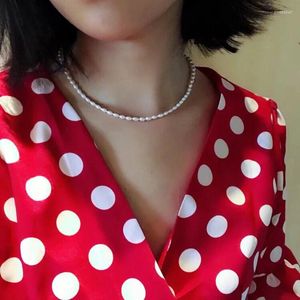 Pendants BaroqueOnly Natural Freshwater 2-4mm Rice Pearl Necklace 38cm/45cm 925 Sterling Silver Choker Jewelry For Women NV