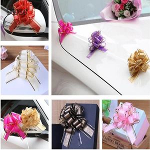 Party Decoration Large Bow Hand Pull Ribbon Voile Gold Printing Wedding Supplies Living Room Car Gift Pack B266D