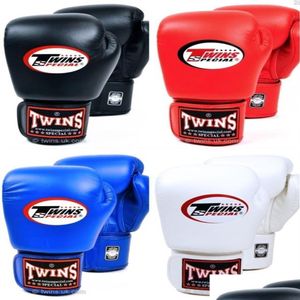 Broń ochronne 8 10 12 14 Oz Twins Rękawiczki Kopanie skórzana pu sanda piaskownica trening Czarne mężczyźni Kobiety Guantes Muay Thai284236u Dr Ottkn