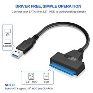 Limpadores de computador SATA para USB 3 0 2 0 Cabo até 6 Gbps para 2 5 polegadas HDD externo SSD Disco rígido 3 22 pinos Adaptador Sata III Cabo 231128