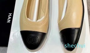 قناة الباليه حذاء نسائي أحذية غير رسمية مثير لافاة مصمم Espadrille رقص ناعم Lambskin Office Flat Heel Leather Leather Gress