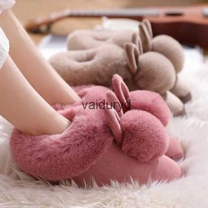 home shoes Winter Home Plush Slippers Women Men Furry Shoes Couples Thick Platform Slides Cute Cartoon Rabbit Non Slip Indoor Warm Shoesvaiduryd