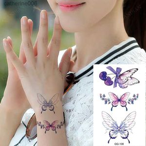 Tattoos Colored Drawing Stickers Small Waterproof Temporary Tattoo Sticker Colorful Feather Flower Leaves Planet Moon Women Body Art Wrist Neck Fake Tattoos MenL2