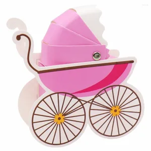 Gift Wrap 10pc Stroller Shape Paper Candy Box Baby Shower Favors Kids Birthday Gifts Cookies Packing Wedding Supplies