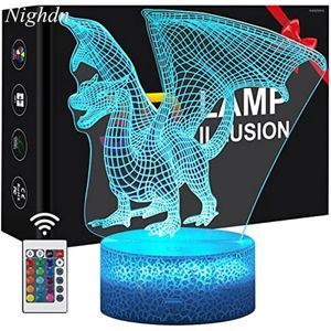 Nattljus Nighdn 3D Illusion Dinosaur Lamp Light for Boys Colorful LED Decoration Dragon Toy Kids Birthday Christmas Gifts