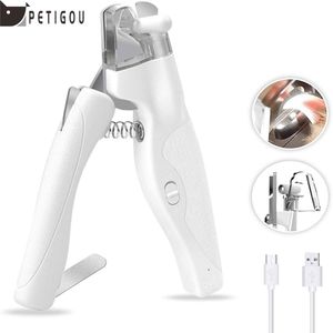 Clippers PetiGou Pet Nail Clippers com carga USB, aparador de unhas para cães e gatos com luz LED, lixa de unhas escondida para animais de estimação pequenos e médios